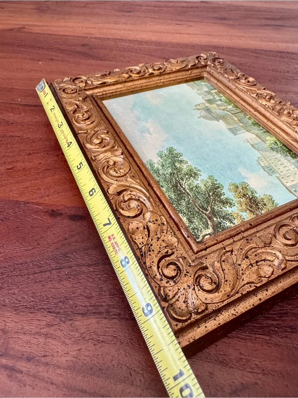 VTG City View Wall Art 1970 Gold Frame Baroque Syroco Style Arricia Italy